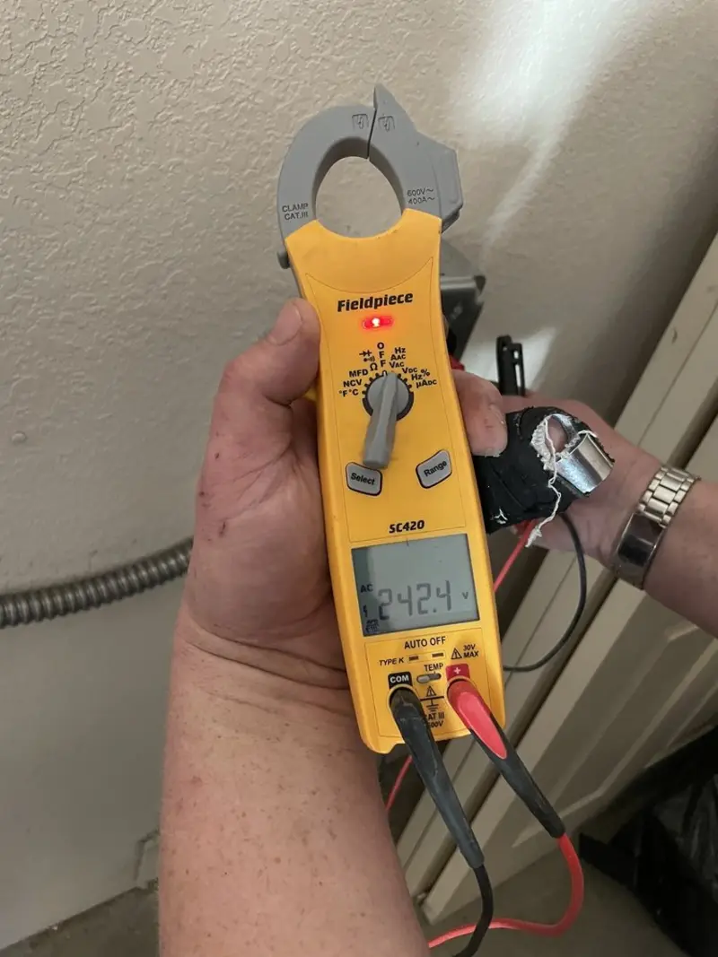 Voltage testing with clamp meter during Aluminum Wiring Replacement in Havre de Grace